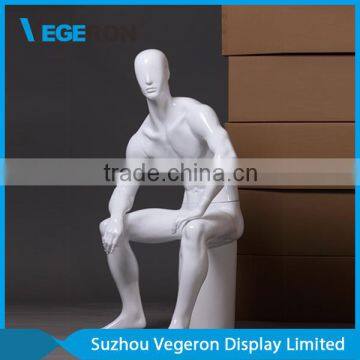 Glossy White Sitting Male Mannequin photo-2