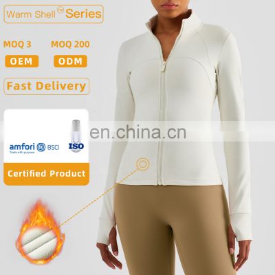 Custom Full Zipper Women Yoga Jackets Winter Long Sleeve Fitness Gym Sportswear