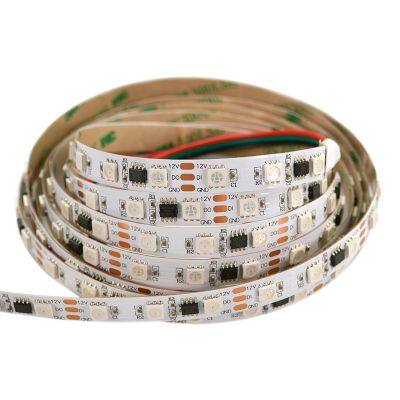 SMD 60 Lighting Emmitting Diodes White PCB 10 MM WS2811 Pixels 12v Flexible Light Strip Colorful IC Inside Dream Color Led Strip
