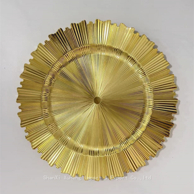 13 inches Gold Charger Plates Plastic Modern Charger Plates for Wedding Event Decoration