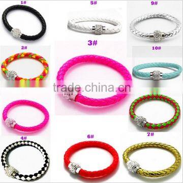 Wholesale cheap price PU leather cord set auger magnet clasps buckle bracelets