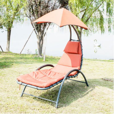 Orange Color Outdoor Metal Hanging Canopy Bed Swing Chair Sunshade