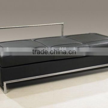 Replica european famous design stainless steel comfortable Italian genuine leather black color Eileen Gray Daybed