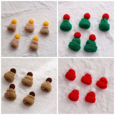 10pcs Mini 20 Pcs Knitted Hat Set, Mixed Color Polyester Wool Yarn Doll Hats, Handcrafted for DIY Christmas Ornaments & Sewing Projects photo-5