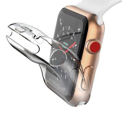 Transparent Cover for Apple Watch Series 7 5 6 3 2 1 38MM 42MM 360 Full Soft Clear TPU Screen Protector Case