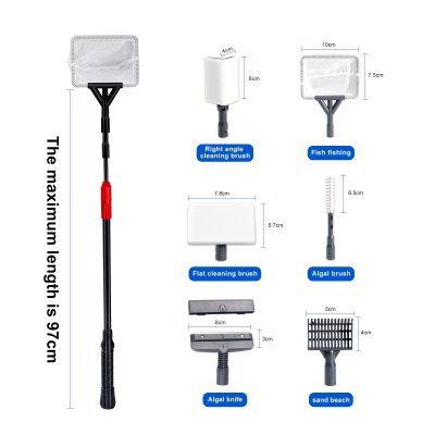 Boxtech Fish Tank Cleaner 6 in 1 Kit,Adjustable Long Handle Aquarium Cleaning Tool Set photo-2