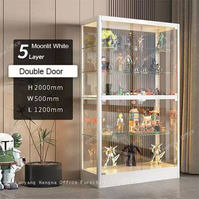 Modern Glass Display Cabinet for Collectibles With LED Lights
