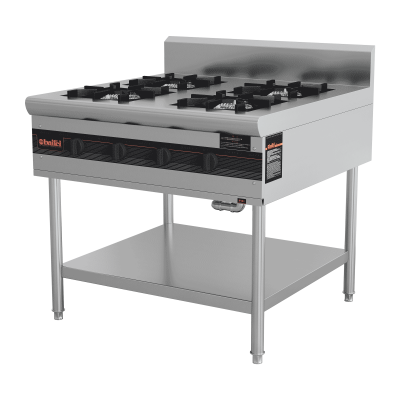 Cocina de gas de 4 quemadores 900x900x810mm SUS304 con una carga térmica de 7kW por quemador