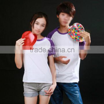 Whosale custom Sublimation 100% polyster Raglan T-shirt lover match, parent-children match and family dress