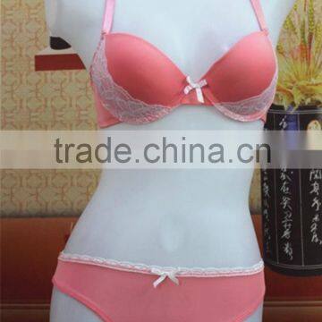 Fashion pink sexy lace bra panty set