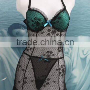2016 Hot sexy mesh transparent lingerie babydoll /nightywear/night dress