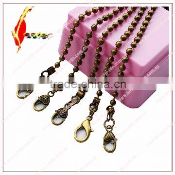 Stock fashion antique brass ball chain with 5 different shape special hook metal chain for bags