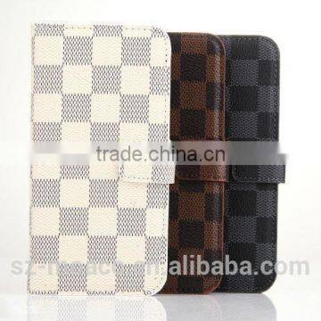 grid style wallet Leather Case for htc one2 m8