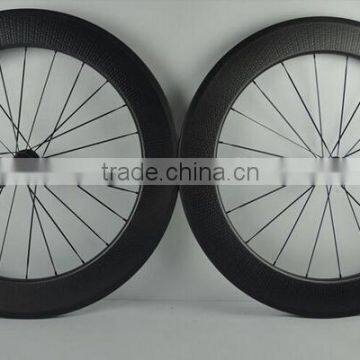 2016 new trend dimpled surface full carbon road bicycle wheels 700c 80mm high 25mm wide U shape clincher 80C-25