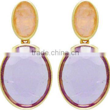 NATURAL STONE EARRING in Gold Plated