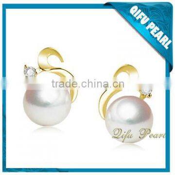 S style 925 silver earring gold plated freshwater pearl earring high luster