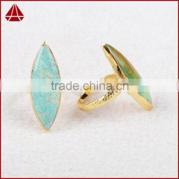 Fashion marquise natural gemstone turquoise rings jewelry