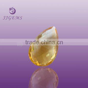 Lab created pear shape yellow crystal stone