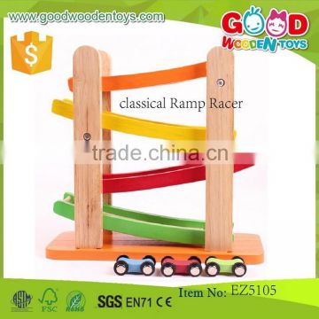 new product wooden car toys OEM classical ramp racer wooden sliding car toy for kids EZ5105