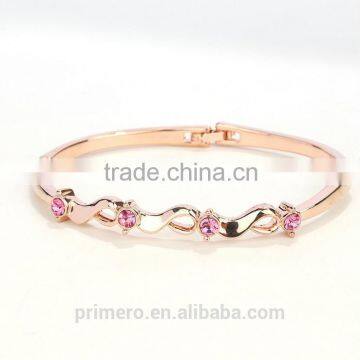 New 18k Rose Gold Filled Twist Clear Austrian Crystal Wrist Bracelet Bangle Jewelry photo-5
