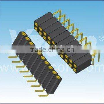 Dongguan supplier 2.54mm pitch right angle gold plating Round female header