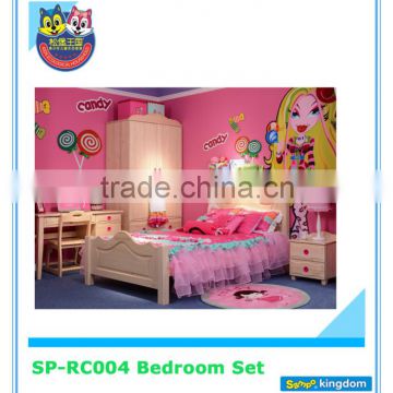 Lovely Pink Candy Children Bedroom Printed Twin Size Quilt Set