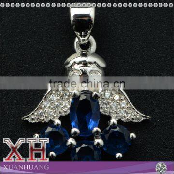 2016 New Design Sterling Silver Wholesale Blue Sapphire Angle Wing Pendant