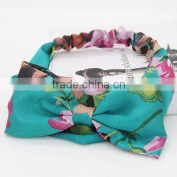 lovely floral printed hair bows bulk elastic hair band girls hair accessories