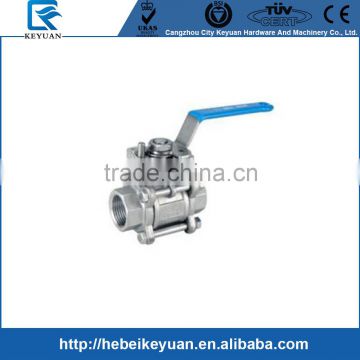 3PC stainless steel high platform screw end ball valve,1000wog