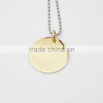 Blank Disk 316L Stainless Steel Gold Coin Pendant Necklace