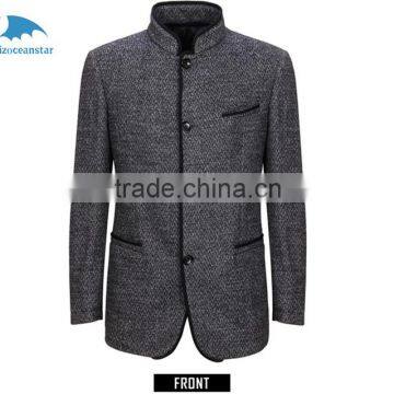 Top grade wool/cotton four buttons business and casual grey color suit wholesale men suit