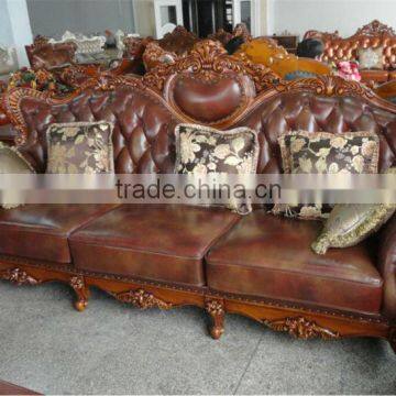 U-shaped Sofa Yellow Leather Sofa Unfinished Antiques Furniture photo-6