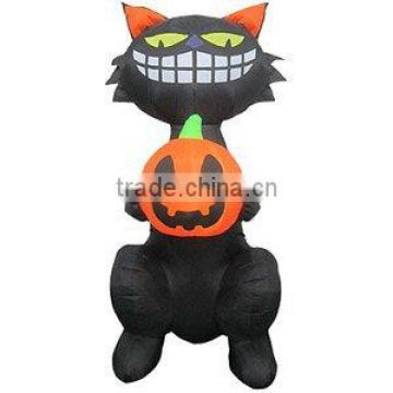 5.5 Ft Standing Cat Holding Pumpkin Airblown Halloween Inflatable