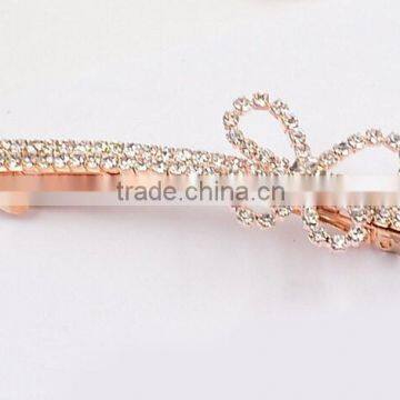 fashionable butterfly shape alloy crystal plastic pearls barrette