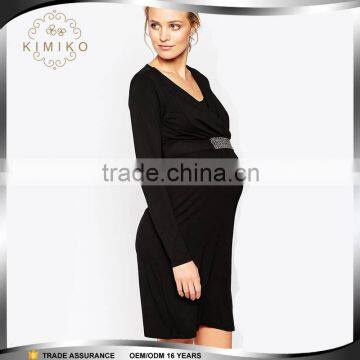 Top Fashion Sexy Maternity Dress Beaded Waist Long Sleeve Design