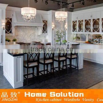 High end design solid wood Kitchen furniture with glass in china