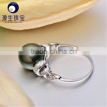 Wholesale Tahitian 11mm Black Pearl Wedding Ring