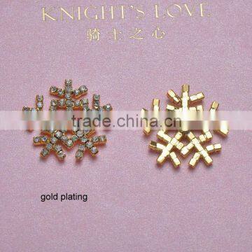 (M0346) 25mm diameter snowflake crystal embellishment,silver or gold plating,flat back