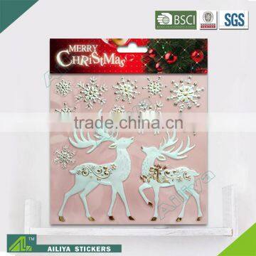 BSCI factory audit Christmas 3D Eco-friendly decorative removable rhinestone letter stickers