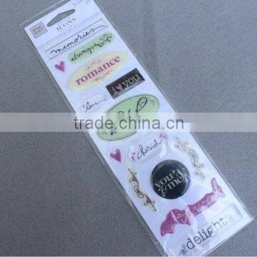 2015 New design DIY product 3D pvc sticker/clear epoxy sticker