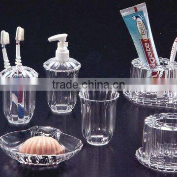 Clear Acrylic AS PS Plastic Bathroom Accessory Set