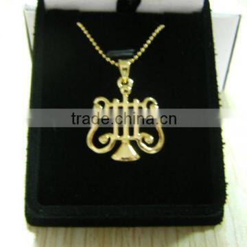 18k Gold plated and platina plated Lyre necklace