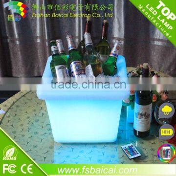 CE&ROHS PE plastic color changing led ice bucket with remote/led illuminated ice bucket/ led lighted ice bucket