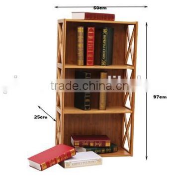 Natural bamboo 3 tier book organizer,antique style corner bookself/bookcase