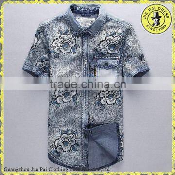 Fashion shirts for men new Japanese printing thin Slim casual denim shirt