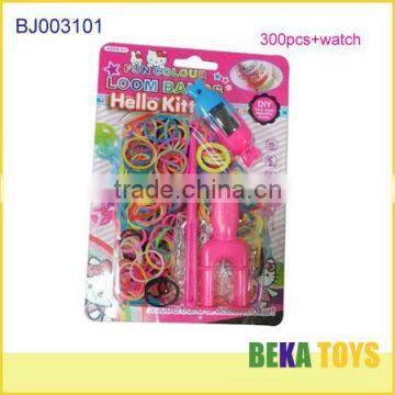 Fashion diy twist rubber loom band kit make bracelet and watch set