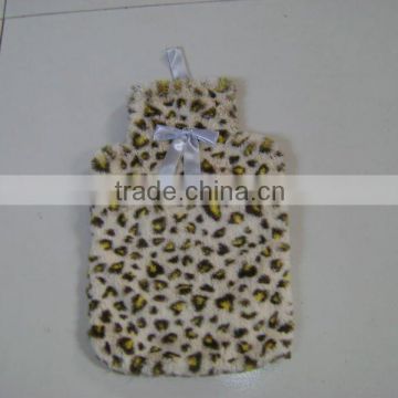 lovely dot printed synthetic fiber plush hot water bottle cover with bowknot