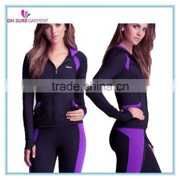 86% nylon 14% spandex dry fit active jackets for women