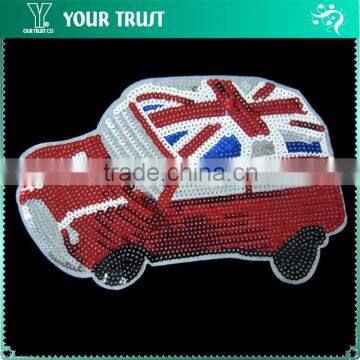Red Blue White Silver Black Car Sequin Shirts Applique Patches