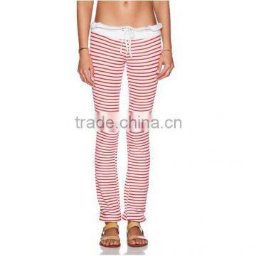 Wholesale red white striped slim skinny pajama pants for women